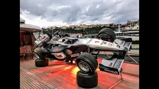 Hakkinen's McLaren on yacht in Monaco 2018