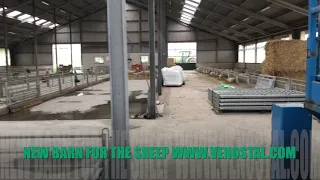 New sheep barn Self-closing feeding fences Veno