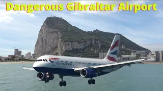 Dangerous Gibraltar Airport easyJet and British Airways Landing from London⇒⇒⇒4K