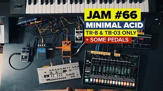 Jam 66 How to #Acid Jam on Roland Aira TR 8 and TB 03 with some Guitar Pedals (EHX Crayon, Boss DS1)