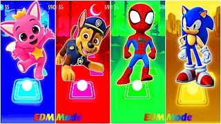 Pinkfong 🆚 PAW Patrol 🆚 Spidey and his amazing Friends 🆚 Sonic Prime 🎶 Tiles Hop EDM Rush