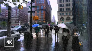 Relaxing RAINY Walk in NEW YORK,  Manhattan 4K