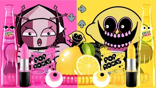 Pink VS Yellow Food Challenge - FNF ANIMATION MUKBANG