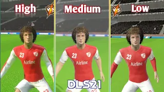 DLS 21 High vs Medium vs Low Graphics Player Face Comparison