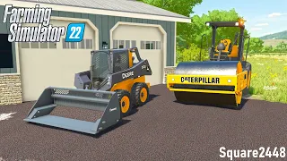 Building An Asphalt Driveway For A NEW Garage! (Construction) | Farming Simulator 22