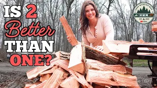 Splitting Huge Oak Rounds for Firewood Trying New Method