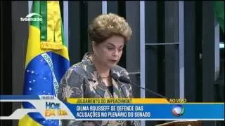 "Não cometi nenhum crime de responsabilidade", afirma Dilma em discurso de defesa no Senado