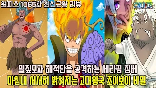 [원피스 1065화 최신근황 리뷰]밀짚모자 해적단을 공격하는 세라핌 징베와 서서히 밝혀지는 고대왕국 조이보이 비밀