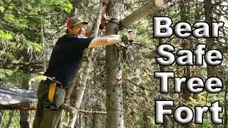 Building A Tree Fort In Grizzly Bear Territory Day 13 of 30 Day Survival Challenge Canadian Rockies