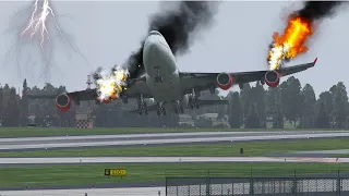 B747 Forced To Emergency Landing During Bad Weather | X-plane 11