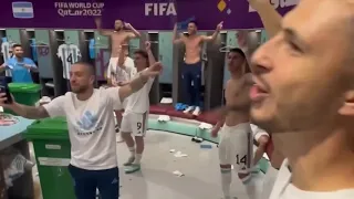 Argentina team wild dressing room celebration after CROATIA win 3-0#semifinal #argentina #croatia