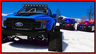 GTA 5 Roleplay - trolling cops in SNOW TRACK ford raptor | RedlineRP