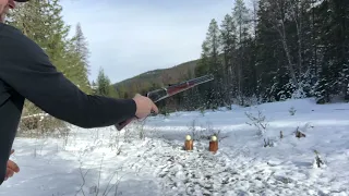 ✅out flip cocking the Winchester model 1892 mares leg and honeydew melons #youtubevideos