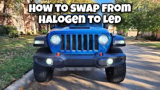 Jeep Gladiator How to replace halogen to LED - Headlights, Fog, Fender & Reverse Light | DIY Install