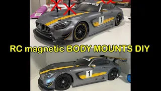 RC magnetic BODY MOUNTS how to CONVERT posts 1/10 scale