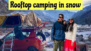 Vlog 253 | ROOFTOP CAMPING IN CHITKUL -9° 🥶 Couple travel in small car.