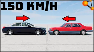 Mercedes W126 vs W222! 150 Km/H CRASH TEST! - BeamNg Drive