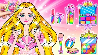 DIY Barbie Dolls Story - Rainbow Rapunzel Princess Makeup & Dress Up | Doll Beauty Contest Handmade