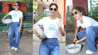 Bhumi Pednekar  installing water bowls  providing relief to animals and birds from the summer heat❤️