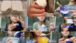 Cornstarch asmr eating 😋 crunchy dry sound 🤤😋😋 by @starchyelle