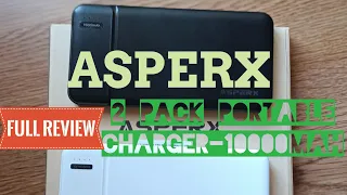 ASPERX Power Bank, 2 Pack Portable Charger, 10000mAh Portable Phone Charger Fast Charging