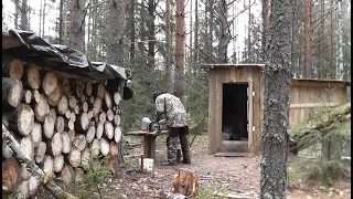 ОДИН В ЛЕСУ! Вот это напилил... Дров в ЗЕМЛЯНКУ на всю ЗИМУ! Валежник.  Billet firewood