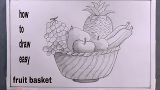 How to Draw a Bowl of Fruit/Draw Fruit Basket Easy