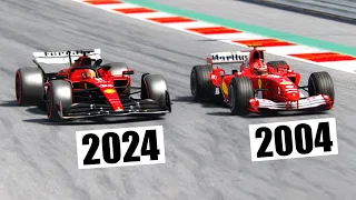 Ferrari F1 2024 (Pre Season) vs Ferrari F1 2004 at Spa Francorchamps