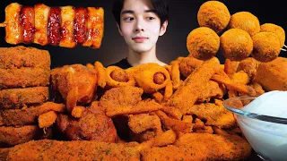 ASMR MUKBANG BHC Hot  Chicken Hot Side & Hot Menbosha, Cheese Ball, Hot Dog, Cheese Stick Mukbang/