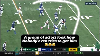 Rigged BREECE HALL 50 yard touchdown vs New York Giants | these are really paid actors !!!