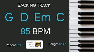 🎹 G D Em C | Piano Backing Track | 85 bpm | No drums