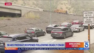 Southbound 405 Freeway reopens after fatal multi-car crash