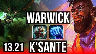 WARWICK vs K'SANTE (TOP) | Rank 1 Warwick, 7 solo kills, 1500+ games | EUW Grandmaster | 13.21