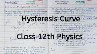 Hysteresis Curve, Chapter 5, Magnetism and Matter, Class 12 Physics