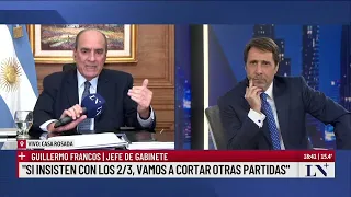 Guillermo Francos: "El presidente fue claro que vetará el proyecto"