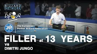 Joshua FILLER at 13 Years! --- DAVID vs GOLIAT! --- Eurotour match vs Dimitri JUNGO - 9 ball - 2010