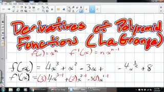 Derivatives of Polynomial Functions LaGrange Notation Grade 12 Calculus Lesson 2 1 2 24 16