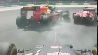 F1 Malaysia start onboard Ricciardo. Verstappen didn't touch Vettel.