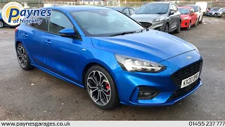 Ford Focus ST-Line X 5 Door 1.0L 125PS 8 Spd AUTO in Blue at Paynes of Hinckley (KX20OPG)