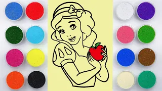 Sand painting coloring Snow White princess for kids and toddlers