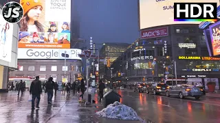 Snowy Blade Runner Vibes on Yonge Street | Downtown Toronto Walk (HDR)