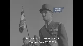 De Gaulle reviews French troops (2K footage) X320034 | Footage Farm Ltd