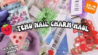 TEMU nail charm haul 🍓🎀 | cute spring charms