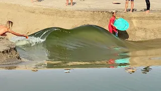 River Break forms glassy FREAK WAVES and skim WEDGE !!!