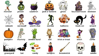 Halloween Vocabulary Words in English | Pictures and Examples | Listen Learn