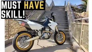 How To: Ride Up & Down Stairs on a Motorcycle (SuperMoto) Step By Step Guide Enduro Stair Climb