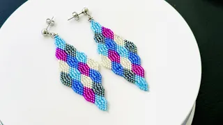 Brick Stitch Beaded earrings || Delica beads Earrings || Super Easy Tutorial