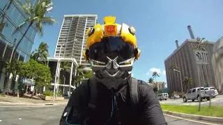 Bumblebee Custom Motorcycle Helmet on YAMAHA R1 GoPro Hero HD