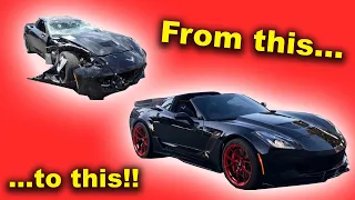 Rebuilding a WRECKED C7 Corvette Z06 in under 10 minutes!