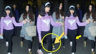 Aishwarya Rai's daughter Aaradhya walking Abnormally at airport due to Her Leg problem with Abhishek